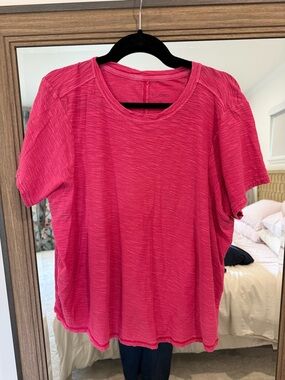 Anthropologie Pilcro Bennie Pink Short Sleeve Crewneck Top